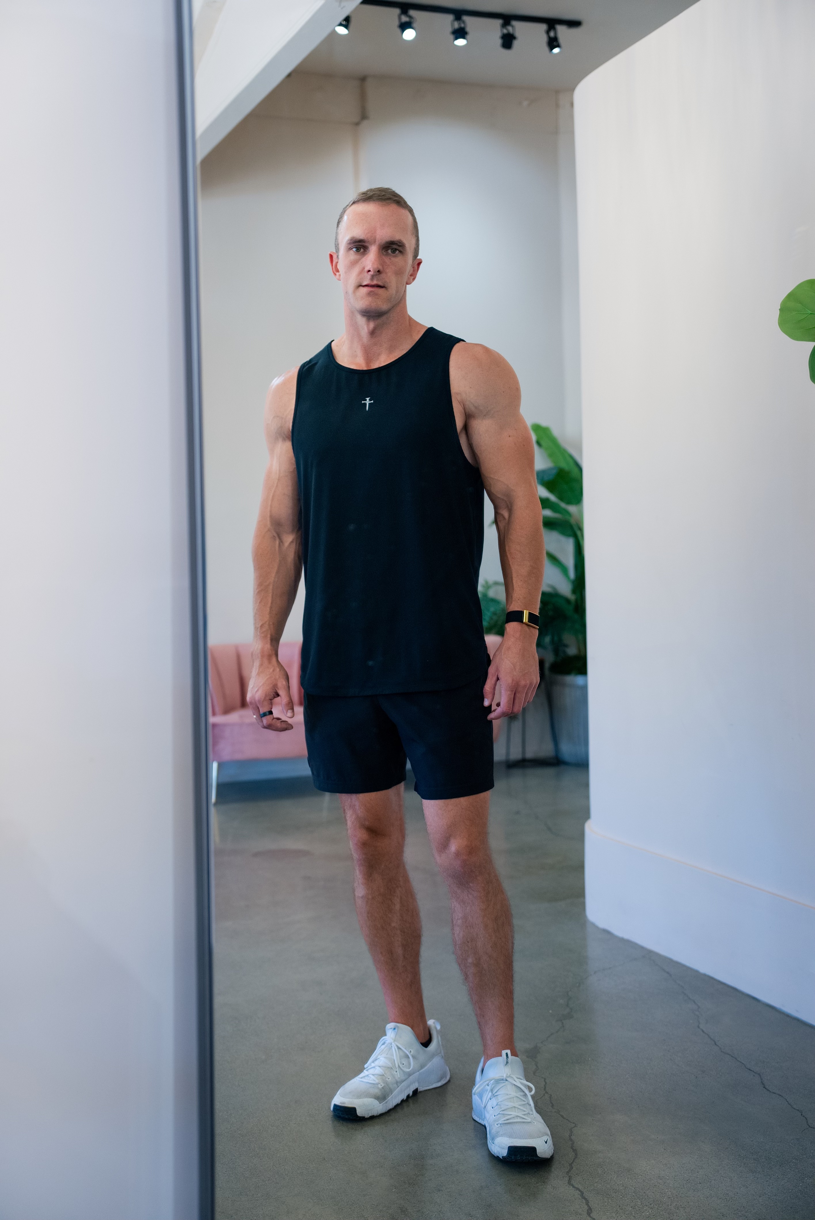 Mitchell in a bright training studio